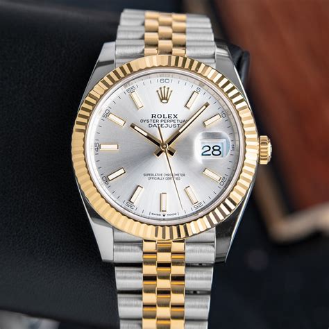 round silver and gold rolex analogo with silver link bracelet|rolex total links guide.